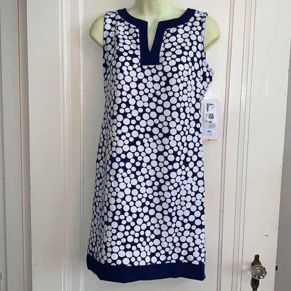 NWT Amanda Lane navy & white shift dress - Picture 1 of 9